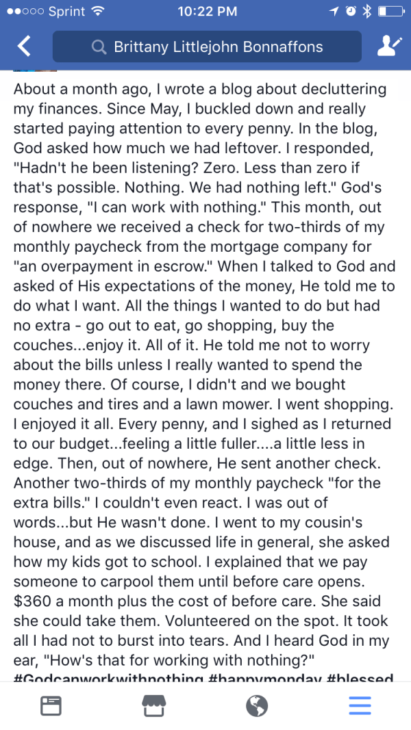 God can work with nothing