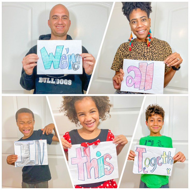 Use papers to send the message to the world as a family. #familyphotos #familyphotoideas #messagephotos #familyphotoshoot #kidsphotoideas