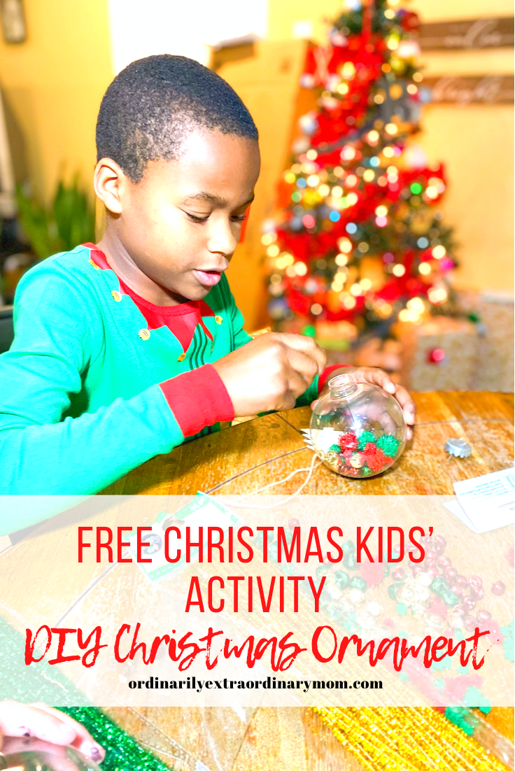 Free Christmas Kids' Activity - DIY Ornament | ordinarilyextraordinarymom #budgetfriendlychristmasactivity #christmasactivity #diyornament #diykidsactivities #diyactivity