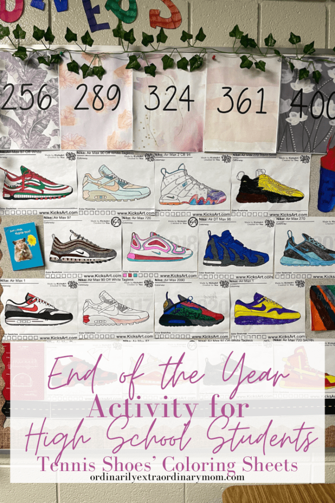 End of the Year Activity for High School Students: Tennis Shoes' Coloring Pages | ordinarilyextraordinarymomn #endoftheyearactivities #endoftheyearactivitieshighschool #highschoolactivities #teacheractivities #coloringpages #freeprintables #freecoloringpages