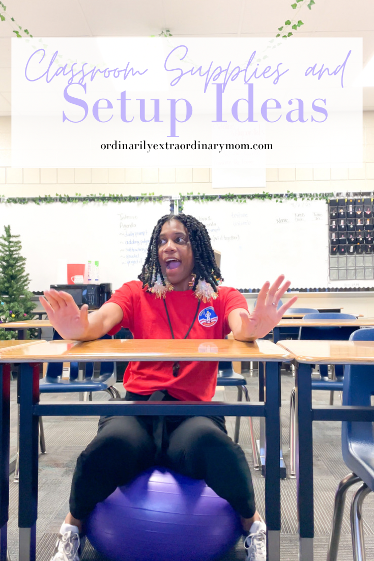 Classroom Supplies and Setup Ideas | ordinarilyextraordinarymom #classroomsupplies #classroomsetup #flexibleseating #yogaball #braceletsdiy